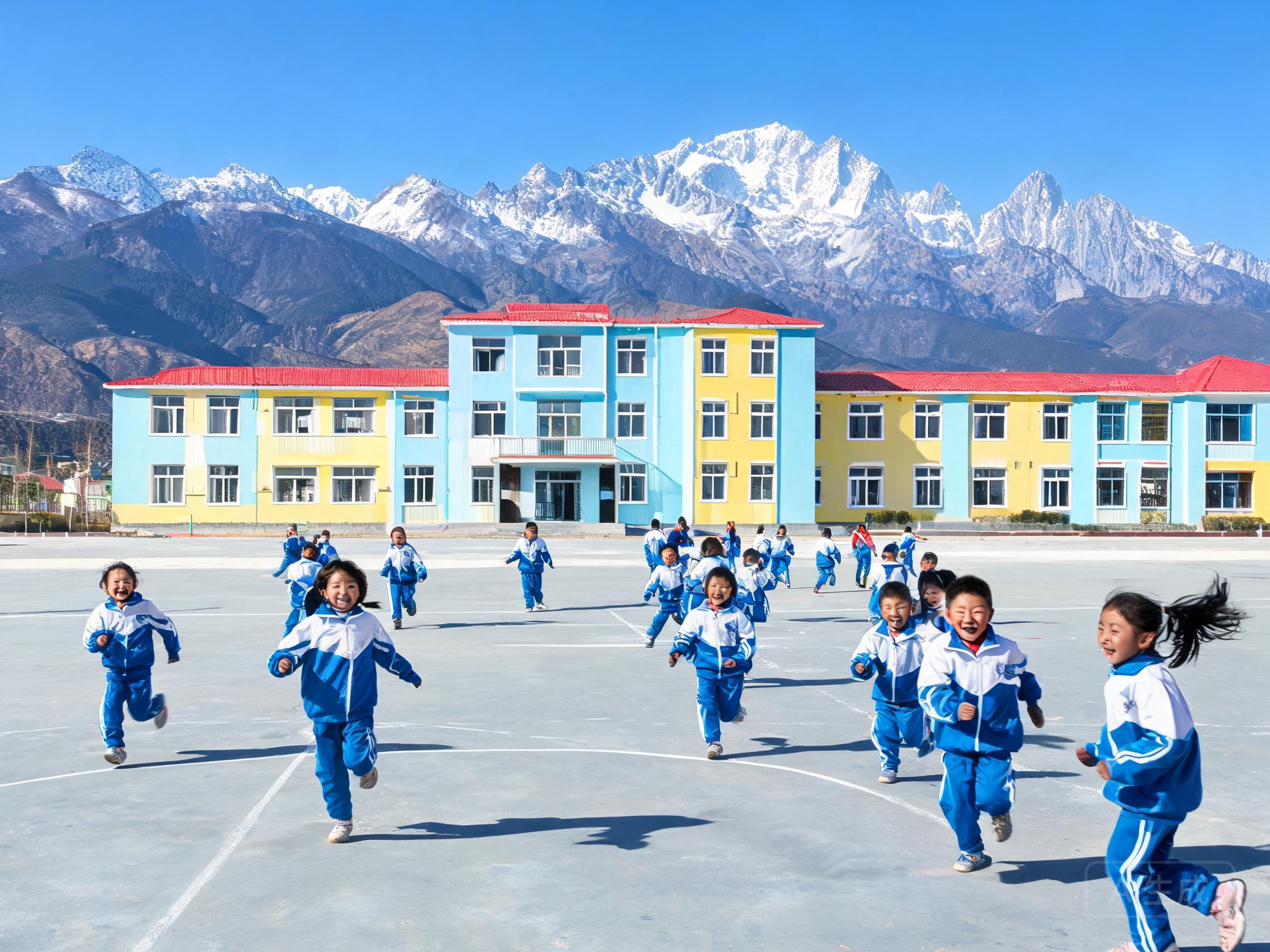 高原山区新建的希望小学